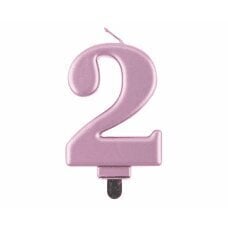 Dzimšanas dienas svece cipars 2, metālisks rozā zelta, 8.0 cm цена и информация | Праздничные декорации | 220.lv