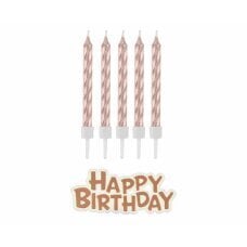 Свечи на день рождения с держателями, золото 10 см, 8 шт. цена и информация | Праздничные декорации | 220.lv