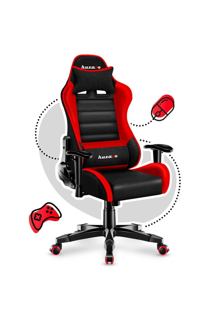 Spēļu krēsls Huzaro Ranger 6.0 Red Mesh, sarkans cena un informācija | Biroja krēsli | 220.lv