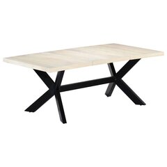 vidaXL virtuves galds, 200x100x75 cm, mango masīvkoks, balts cena un informācija | Virtuves galdi, ēdamgaldi | 220.lv