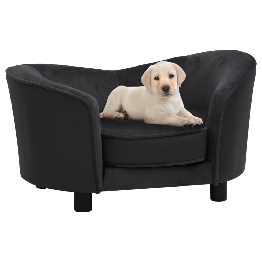 vidaXL suņu dīvāns, melns, 69x49x40 cm, plīšs, mākslīgā āda cena un informācija | Suņu gultas, spilveni, būdas | 220.lv