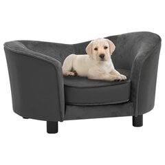 vidaXL suņu dīvāns, tumši pelēks, 69x49x40 cm, plīšs, mākslīgā āda cena un informācija | Suņu gultas, spilveni, būdas | 220.lv