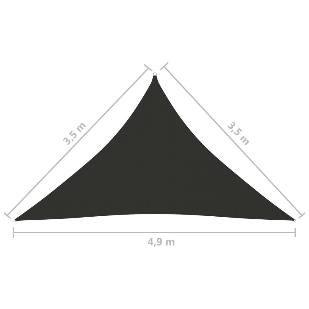 vidaXL saulessargs, trijstūra, 3,5x3,5x4,9 m, antracītpelēks audums cena un informācija | Saulessargi, markīzes un statīvi | 220.lv