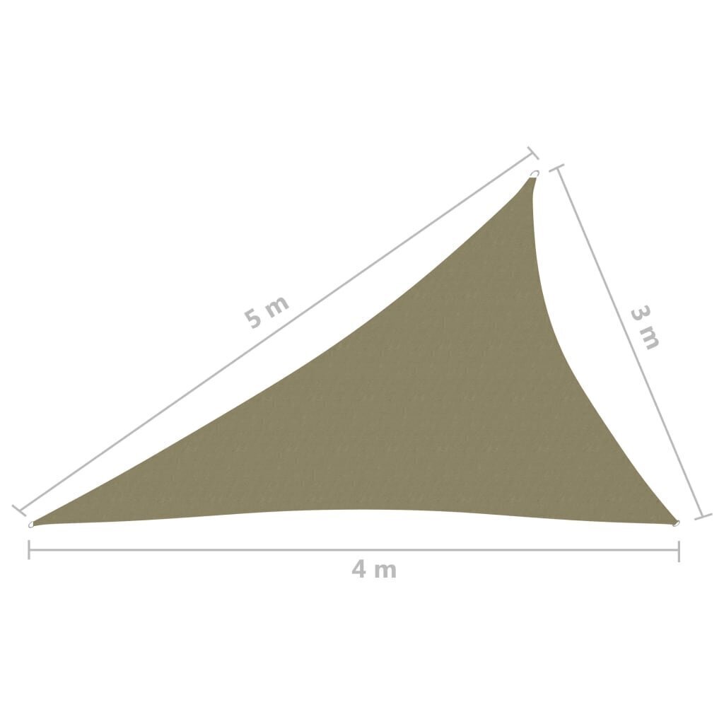 vidaXL saulessargs, 3x4x5 m, trijstūra forma, bēšs oksforda audums cena un informācija | Saulessargi, markīzes un statīvi | 220.lv