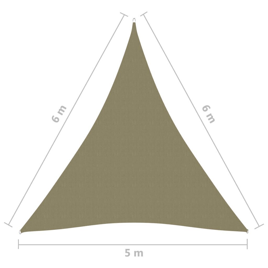 vidaXL saulessargs, 5x6x6 m, trijstūra forma, bēšs oksforda audums cena un informācija | Saulessargi, markīzes un statīvi | 220.lv