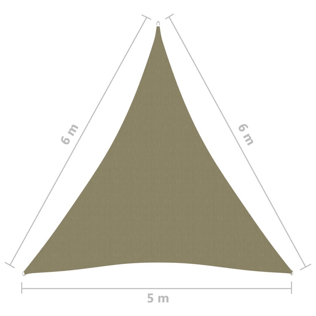 vidaXL saulessargs, 5x6x6 m, trijstūra forma, bēšs oksforda audums цена и информация | Saulessargi, markīzes un statīvi | 220.lv