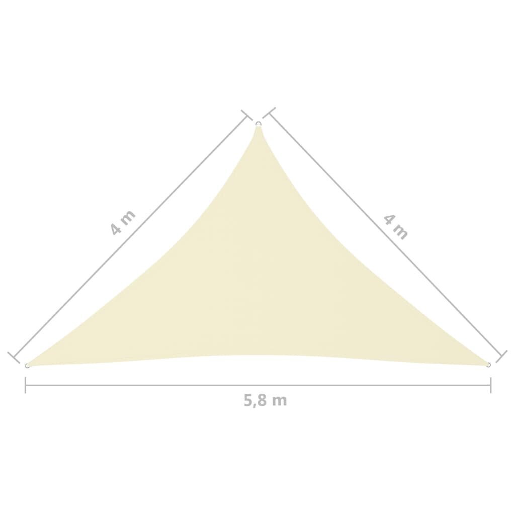 vidaXL saulessargs, 4x4x5,8 m, trijstūra, krēmkrāsas oksforda audums cena un informācija | Saulessargi, markīzes un statīvi | 220.lv
