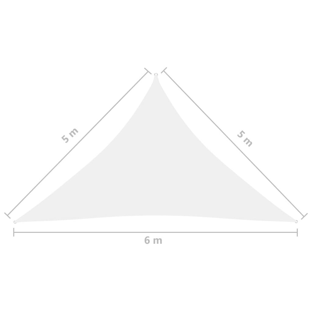 vidaXL saulessargs, 5x5x6 m, trijstūra forma, balts oksforda audums cena un informācija | Saulessargi, markīzes un statīvi | 220.lv