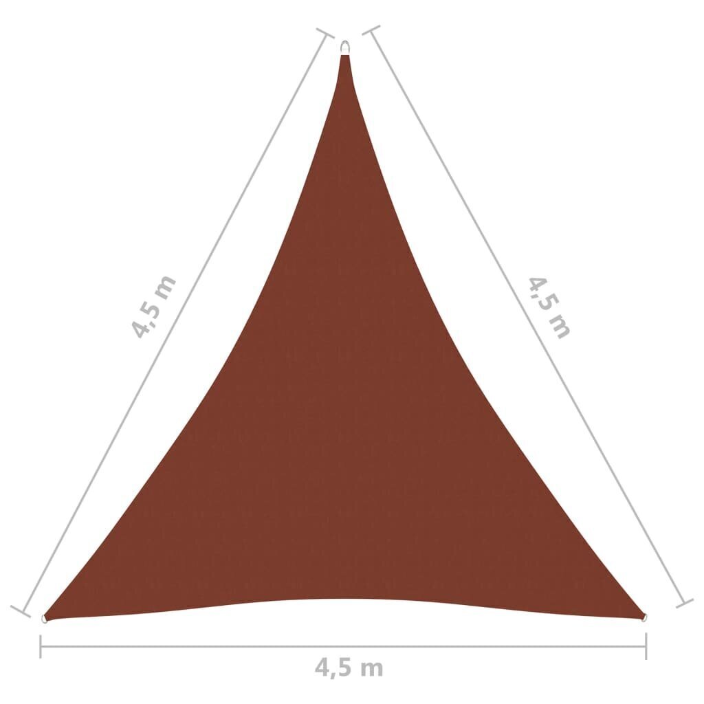 vidaXL saulessargs, 4,5x4,5x4,5 m, trijstūra, sarkanbrūns audums cena un informācija | Saulessargi, markīzes un statīvi | 220.lv