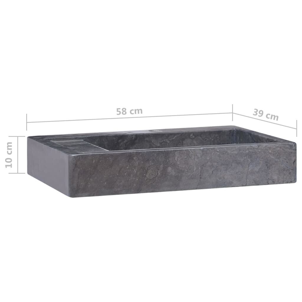 vidaXL izlietne, 58x39x10 cm, melns marmors cena un informācija | Izlietnes | 220.lv