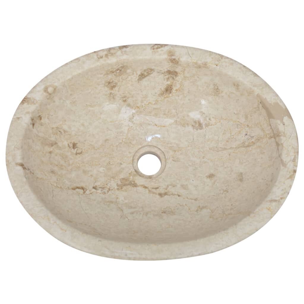 vidaXL izlietne, 53x40x15 cm, krēmkrāsas marmors цена и информация | Izlietnes | 220.lv