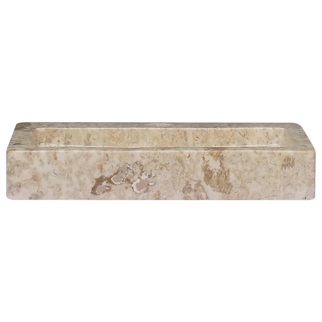 vidaXL izlietne, 38x24x6,5 cm, krēmkrāsas marmors cena un informācija | Izlietnes | 220.lv