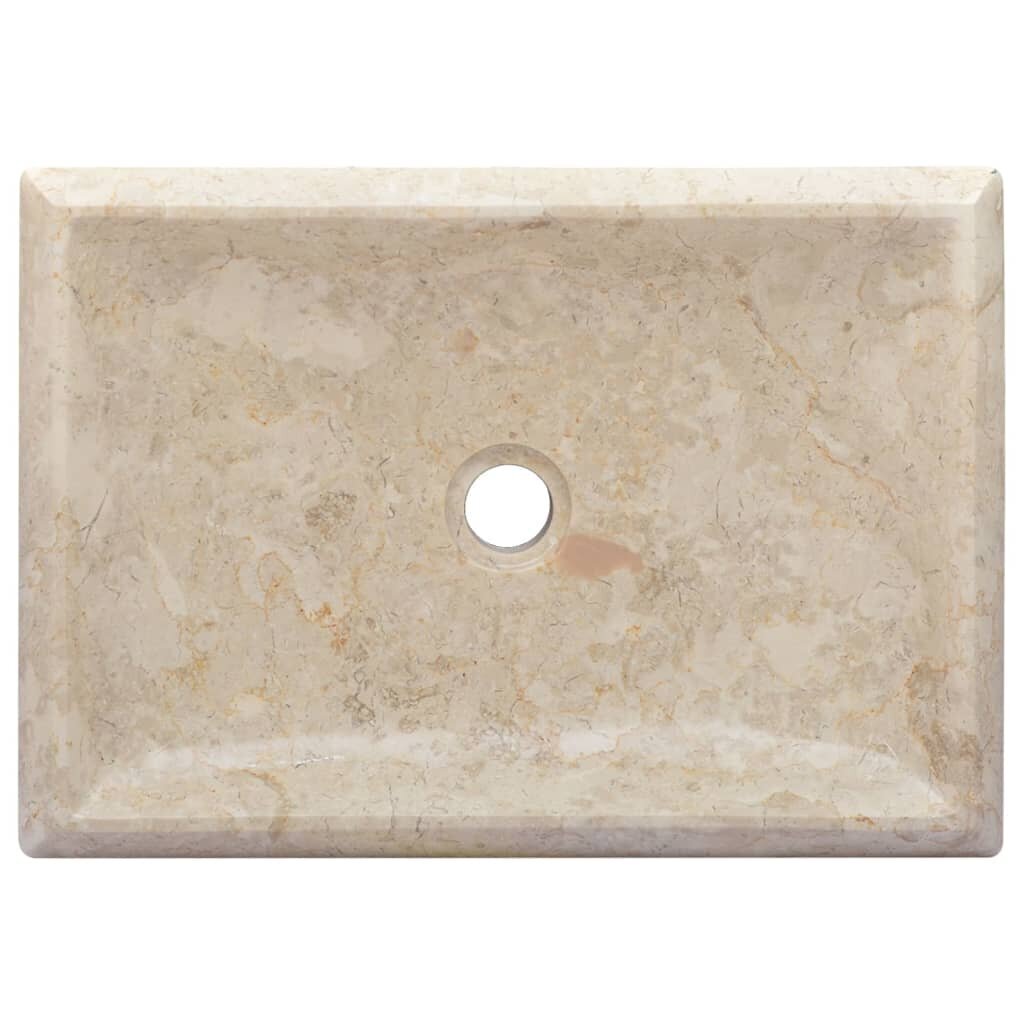 vidaXL izlietne, 50x35x10 cm, krēmkrāsas marmors цена и информация | Izlietnes | 220.lv
