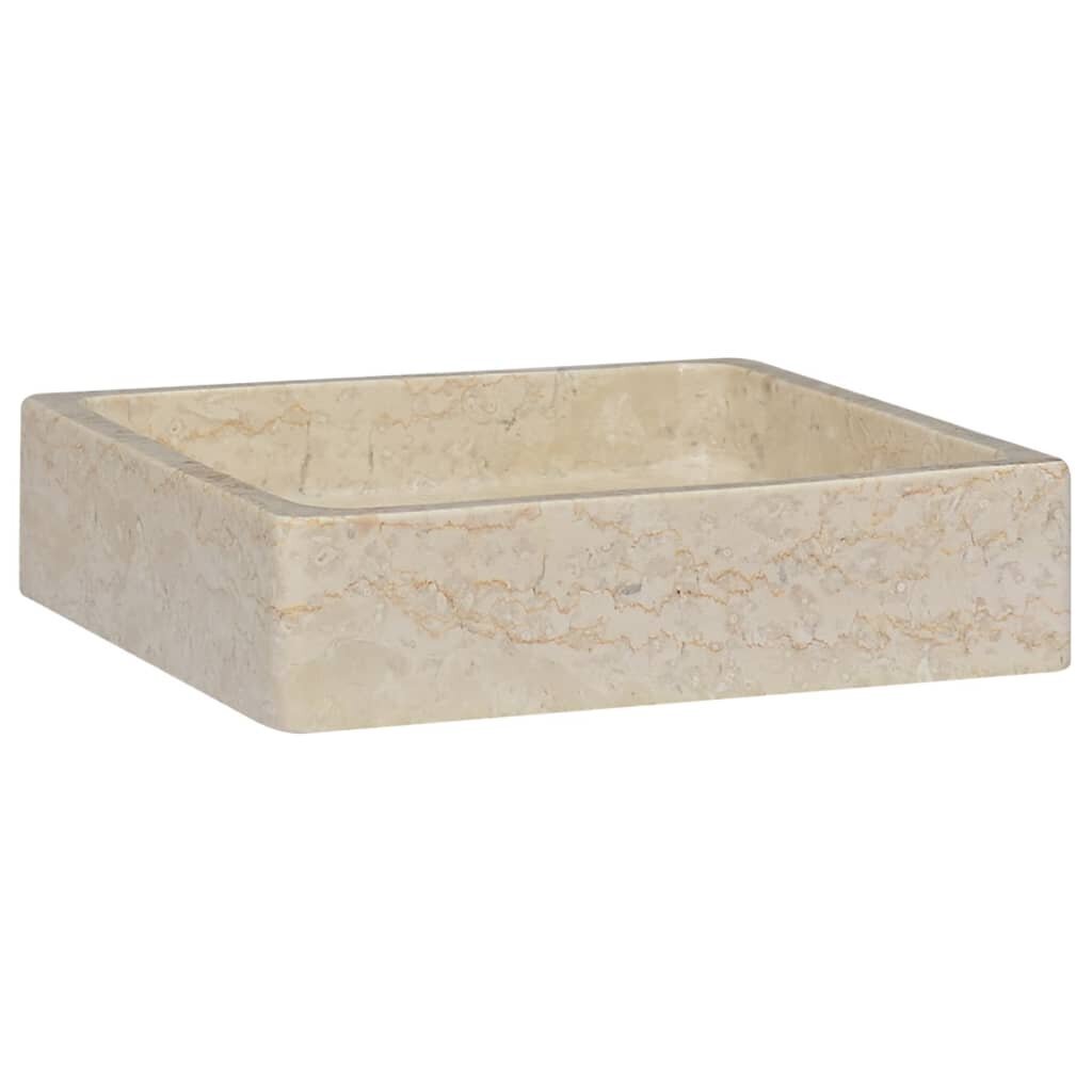 vidaXL izlietne, 40x40x10 cm, krēmkrāsas marmors цена и информация | Izlietnes | 220.lv