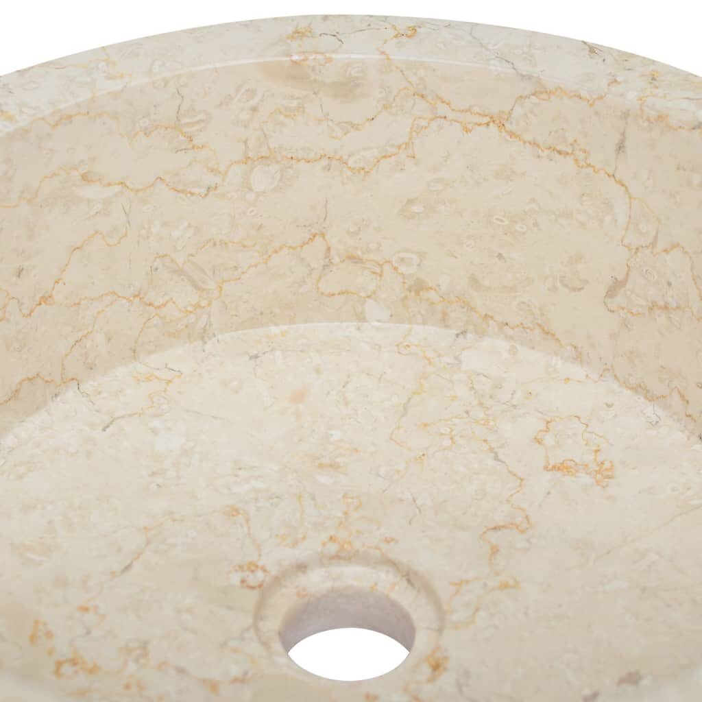 vidaXL izlietne, Ø40x15 cm, krēmkrāsas marmors cena un informācija | Izlietnes | 220.lv