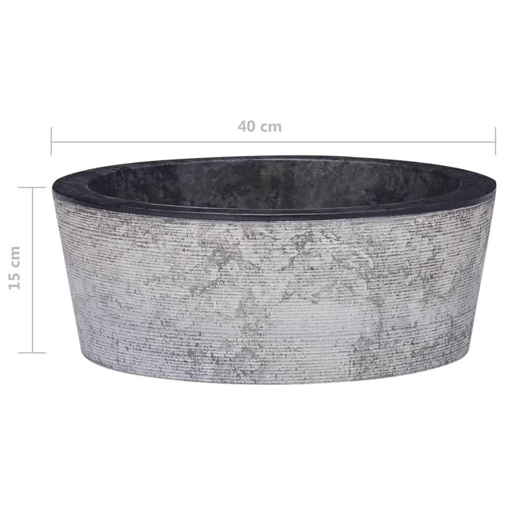 vidaXL izlietne, Ø40x15 cm, melns marmors cena un informācija | Izlietnes | 220.lv