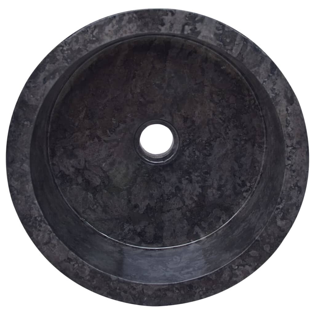 vidaXL izlietne, Ø40x15 cm, melns marmors cena un informācija | Izlietnes | 220.lv