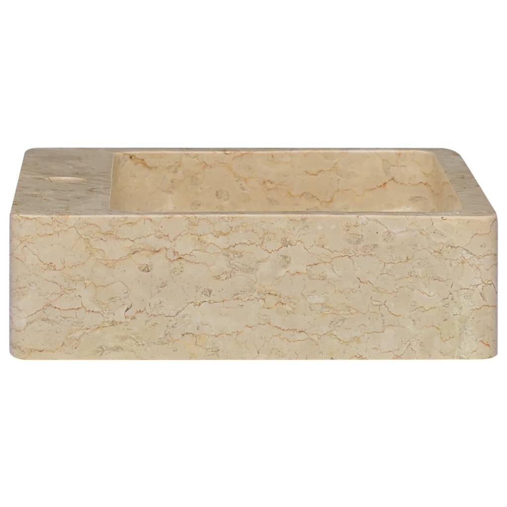 vidaXL izlietne, 40x40x12 cm, krēmkrāsas marmors cena un informācija | Izlietnes | 220.lv