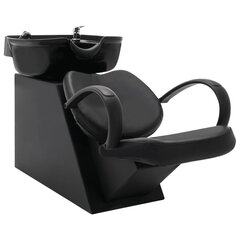 vidaXL frizieru krēsls ar izlietni, melna mākslīgā āda цена и информация | Офисные кресла | 220.lv