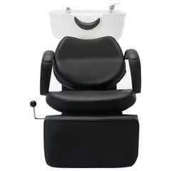 vidaXL frizieru krēsls ar izlietni, melns, balts, mākslīgā āda цена и информация | Офисные кресла | 220.lv