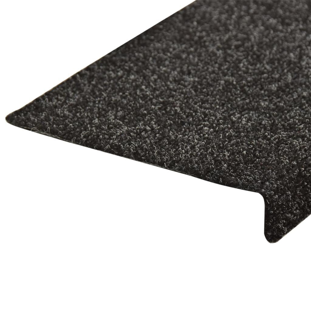 vidaXL kāpņu paklāji, 5 gab., 65x25 cm, melni cena un informācija | Paklāji | 220.lv