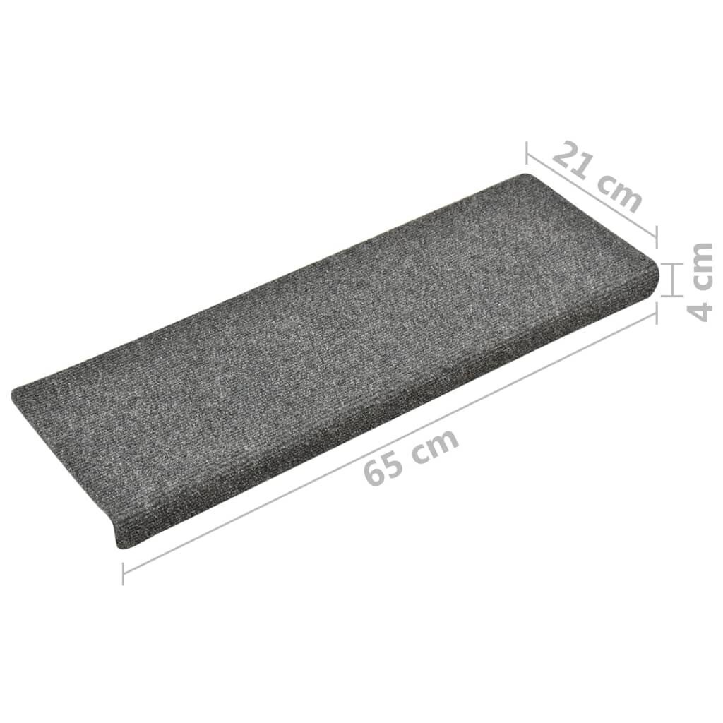 vidaXL kāpņu paklāji, 10 gab., 65x25 cm, gaiši pelēki cena un informācija | Paklāji | 220.lv