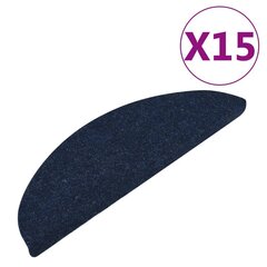 vidaXL kāpņu paklāji, 15 gab., pašlīmējoši, 56x20 cm, zili цена и информация | Ковры | 220.lv