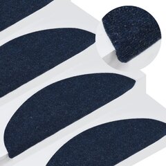vidaXL kāpņu paklāji, 15 gab., pašlīmējoši, 65x26 cm, zili цена и информация | Ковры | 220.lv