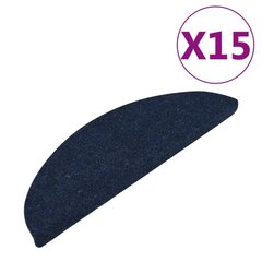 vidaXL kāpņu paklāji, 15 gab., pašlīmējoši, 65x26 cm, zili cena un informācija | Paklāji | 220.lv