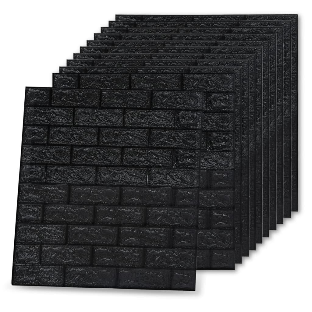 vidaXL 3D tapetes, pašlīmējošas, ķiegeļu raksts, 20 gab., melnas цена и информация | Tapetes | 220.lv