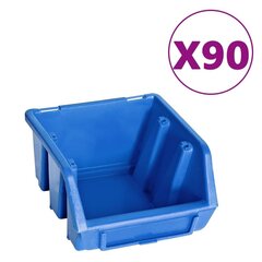 vidaXL 96-daļīgs sienas plaukts ar kastēm un paneļiem, melns, zils cena un informācija | Instrumentu kastes | 220.lv