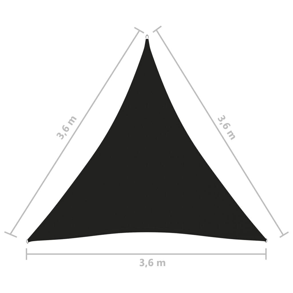 vidaXL saulessargs, 3,6x3,6x3,6 m, trijstūra, melns oksforda audums cena un informācija | Saulessargi, markīzes un statīvi | 220.lv