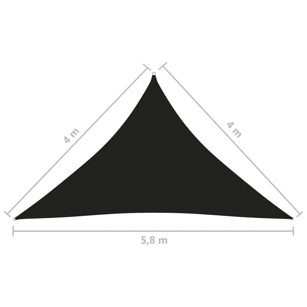 vidaXL saulessargs, 4x4x5,8 m, trijstūra forma, melns oksforda audums cena un informācija | Saulessargi, markīzes un statīvi | 220.lv