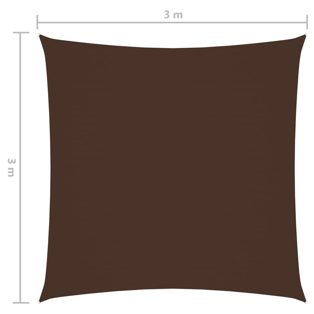 vidaXL saulessargs, 3x3 m, kvadrāta forma, brūns oksforda audums cena un informācija | Saulessargi, markīzes un statīvi | 220.lv