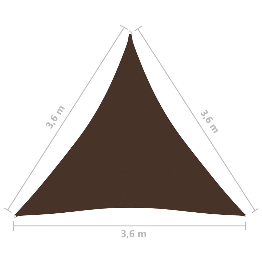 vidaXL saulessargs, 3,6x3,6x3,6 m, trijstūra, brūns oksforda audums цена и информация | Saulessargi, markīzes un statīvi | 220.lv