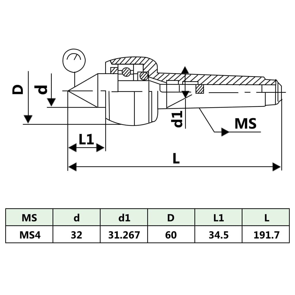 vidaXL rotējošs virpas centrs, MT4 cena un informācija | Rokas instrumenti | 220.lv