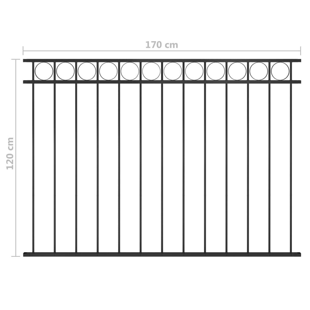 vidaXL žoga panelis, 1,7x1,2 m, melns tērauds цена и информация | Žogi un piederumi | 220.lv