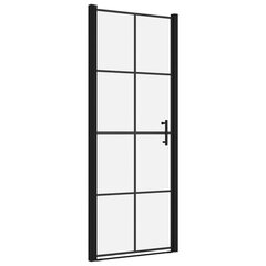 vidaXL dušas durvis, rūdīts stikls, 81x195 cm, melnas цена и информация | Душевые двери и стены | 220.lv