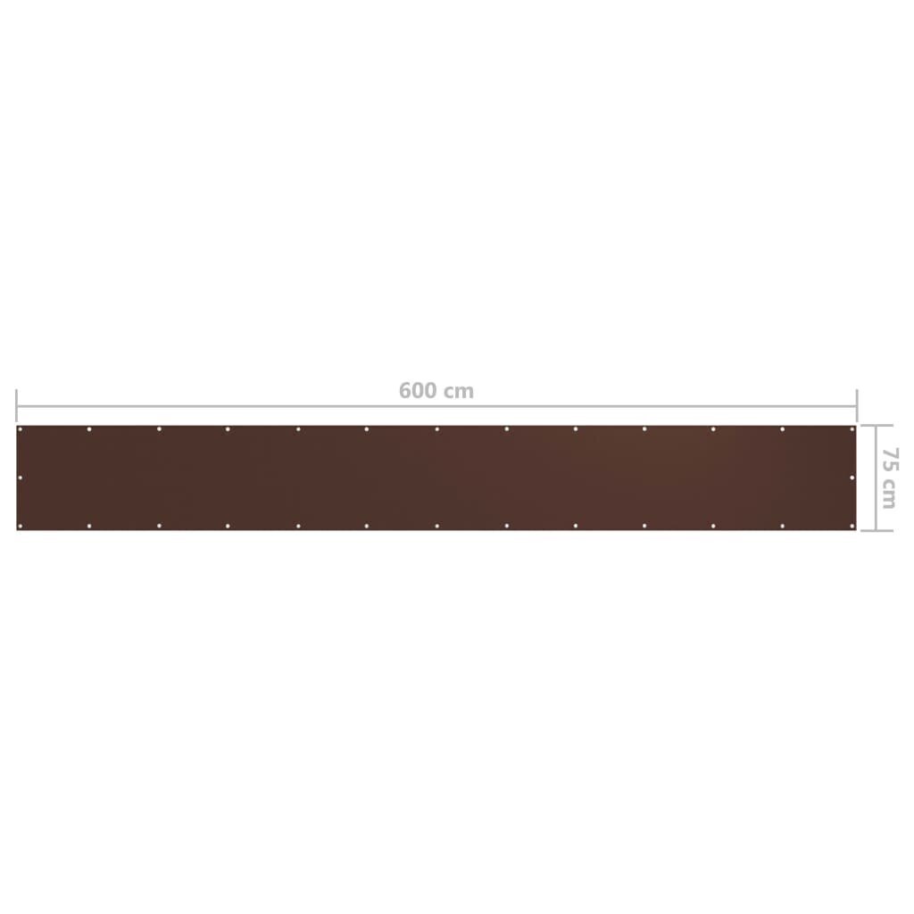 vidaXL balkona aizslietnis, 75x600 cm, brūns oksfordas audums cena un informācija | Saulessargi, markīzes un statīvi | 220.lv