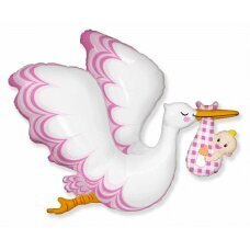 Folijas balons FX Stork Baby Girl, rozā цена и информация | Шарики | 220.lv