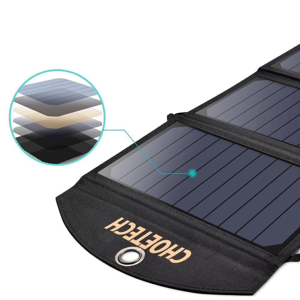 Choetech Foldable Solar Charger 19W 2x USB 2,4A black (SC001) цена и информация | Lādētāji-akumulatori (Power bank) | 220.lv