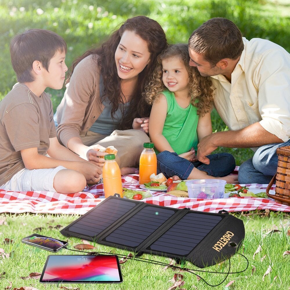 Choetech Foldable Solar Charger 19W 2x USB 2,4A black (SC001) cena un informācija | Lādētāji-akumulatori (Power bank) | 220.lv