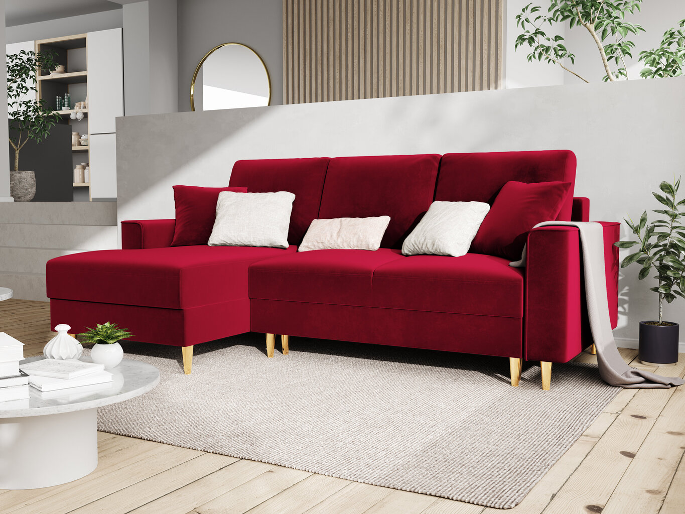 Stūra dīvāns Mazzini Sofas Cartadera, sarkans cena un informācija | Stūra dīvāni | 220.lv