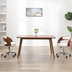 vidaXL grozāms virtuves krēsls, izliekts koks un balta mākslīgā āda cena un informācija | Virtuves un ēdamistabas krēsli | 220.lv