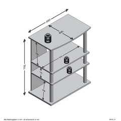 FMD TV/Hi-Fi plaukts ar 3 nodalījumiem, 65x40x79,2 cm, ozolkoka krāsa cena un informācija | Kumodes | 220.lv