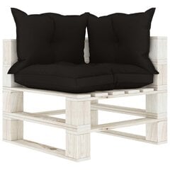 vidaXL dārza palešu stūra dīvāns ar melniem matračiem, koks cena un informācija | Dārza krēsli | 220.lv
