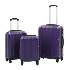 vidaXL cieto koferu komplekts, 3 gab., ABS, violets cena un informācija | Koferi, ceļojumu somas | 220.lv