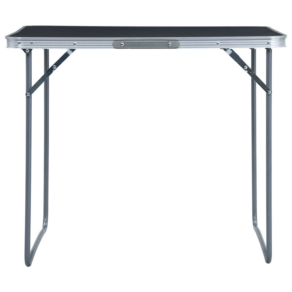 vidaXL saliekams kempinga galds, pelēks, metāla rāmis, 80x60 cm cena un informācija |  Tūrisma mēbeles | 220.lv