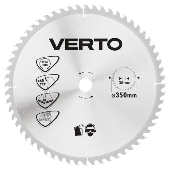 Griešanas disks Verto, 350x30 mm, 60Z цена и информация | Zāģi, ripzāģi | 220.lv