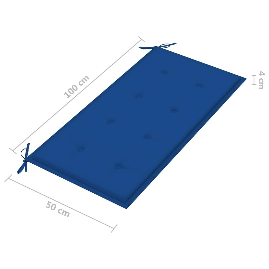 Dārza sols ar koši zilu matraci vidaXL, 112 cm cena un informācija | Dārza soli | 220.lv